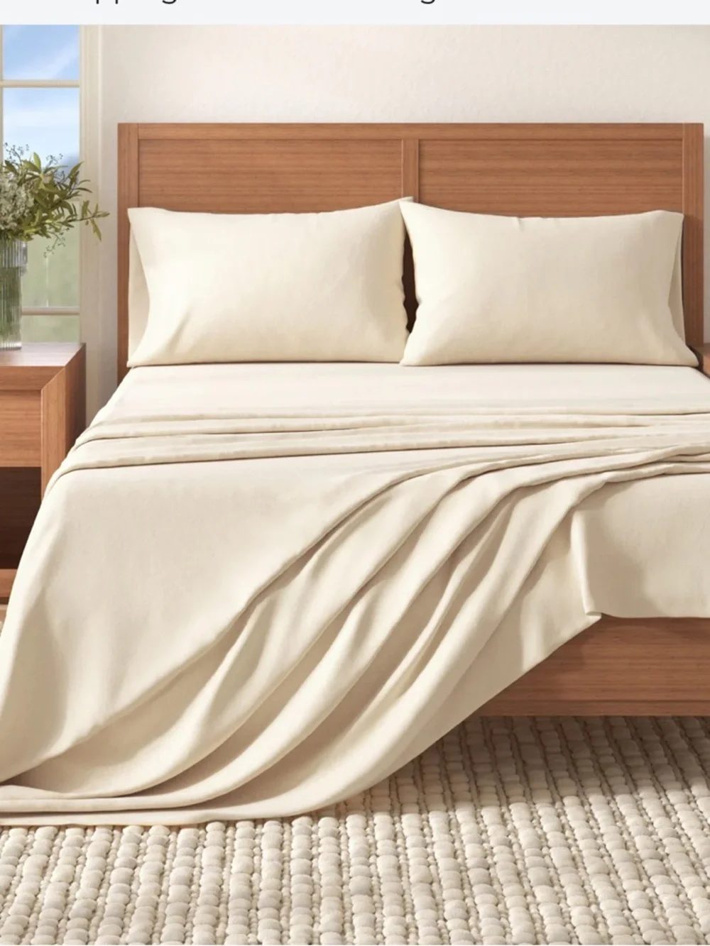 100% Turkish Cotton Queen Size 4-Piece Flannel Sheet Set Pristine Ivory NIP